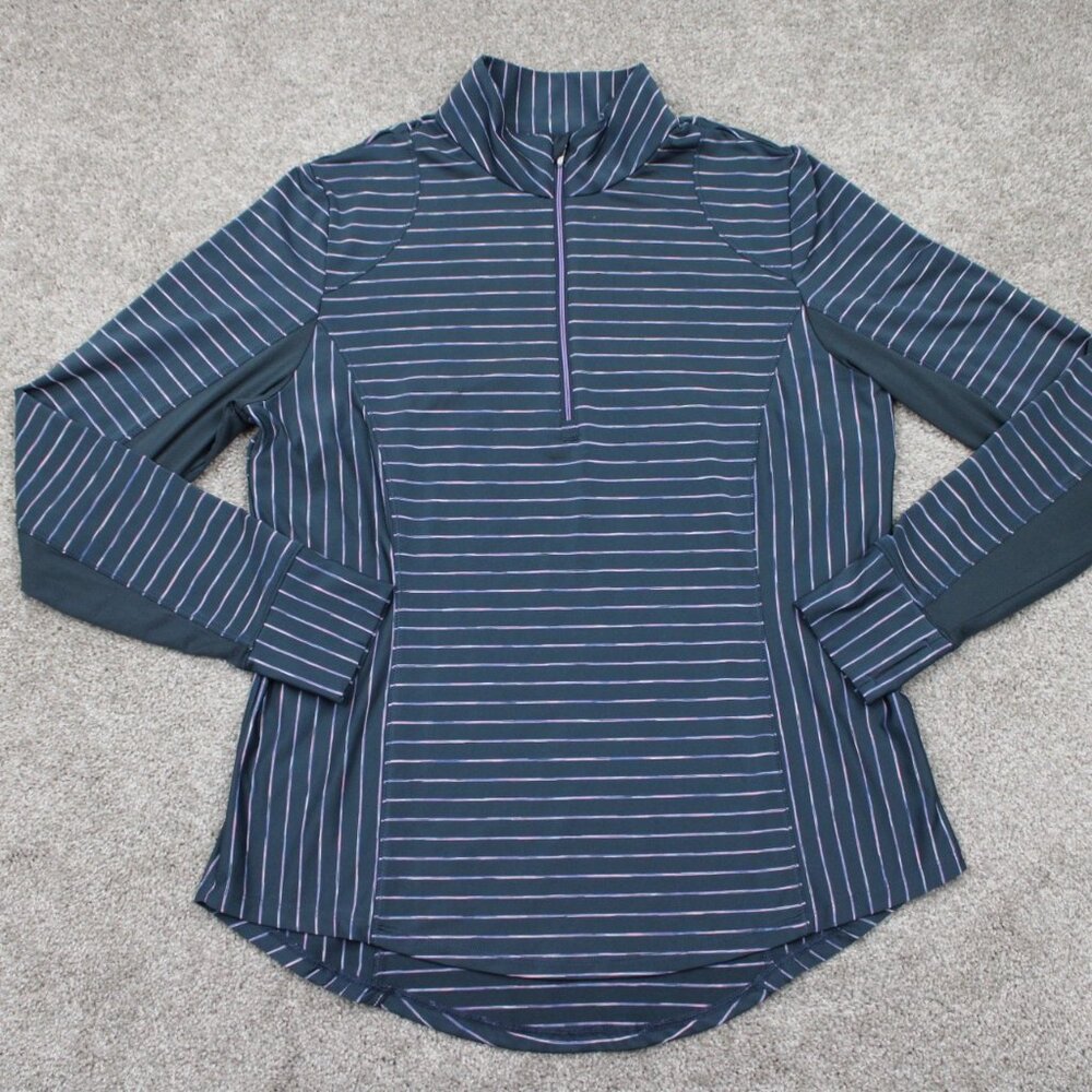 Zero Restriction Renae Zip Mock Sweatshirt Womens Large Gray/Pink L/S 1/4 Zip